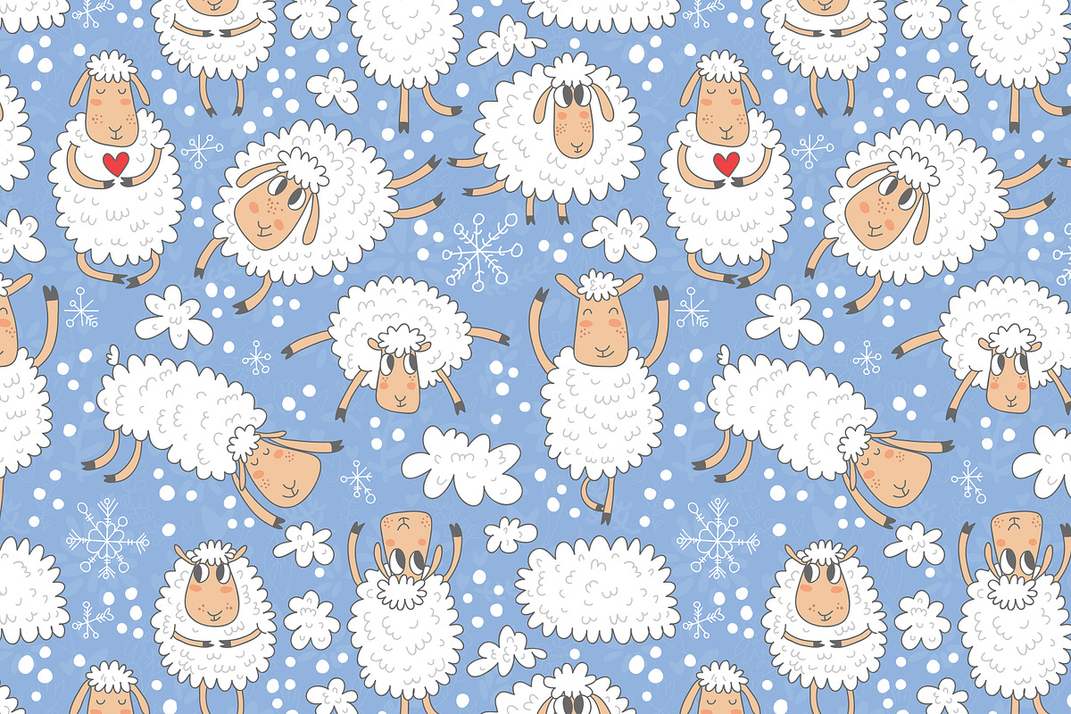 Cute sheeps (2015 symbol ), an Animal Illustration by Ovocheva (Photo 5 of 5)