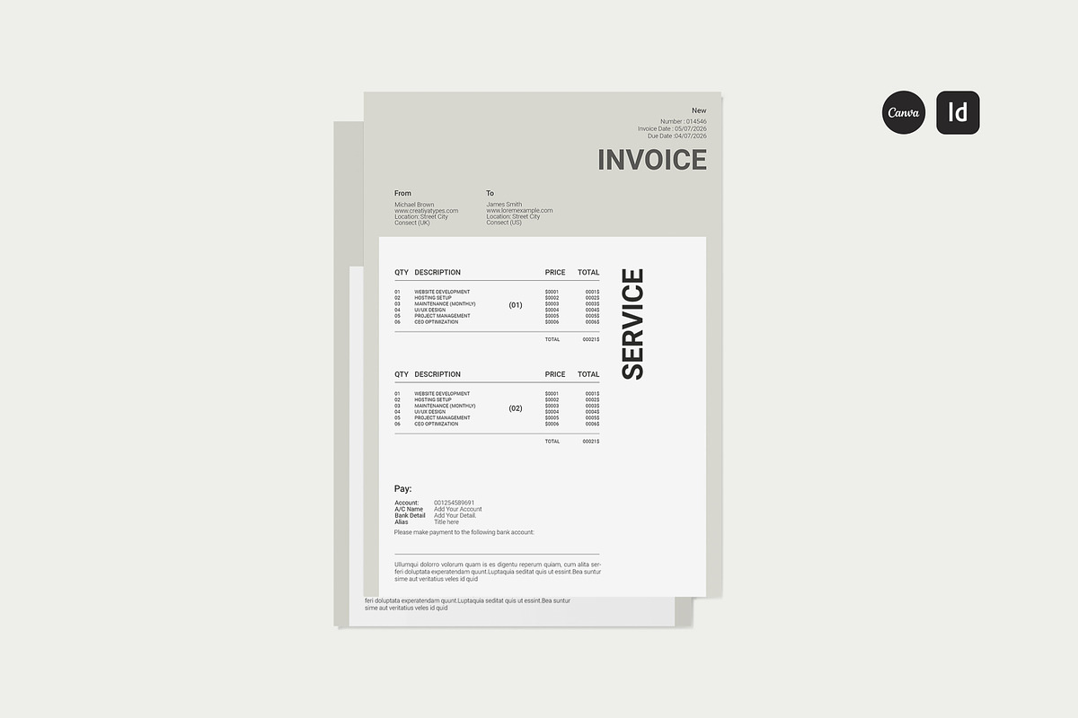 Invoice Template, a Stationery Template by Creatiya Type (Photo 1 of 4)