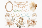 Boho Baby, Teddy Bear Clipart, a Decorative Illustration by ClipArtCharm (Thumbnail 3 of 6)