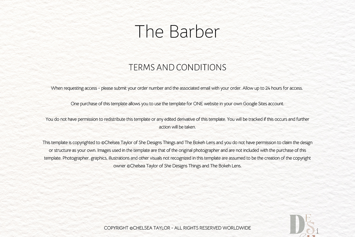Google Sites Theme | The Barber, a Templates & Theme by She Designs Things (Photo 8 of 8)