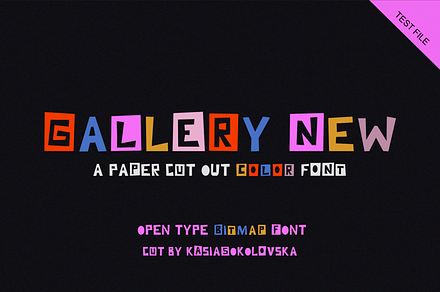 Paper Cut Out Color Bitmap Font, a Handwritten Font by Kasia Sokolovska