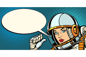 serious astronaut woman points at, a Person Illustration by studiostoks