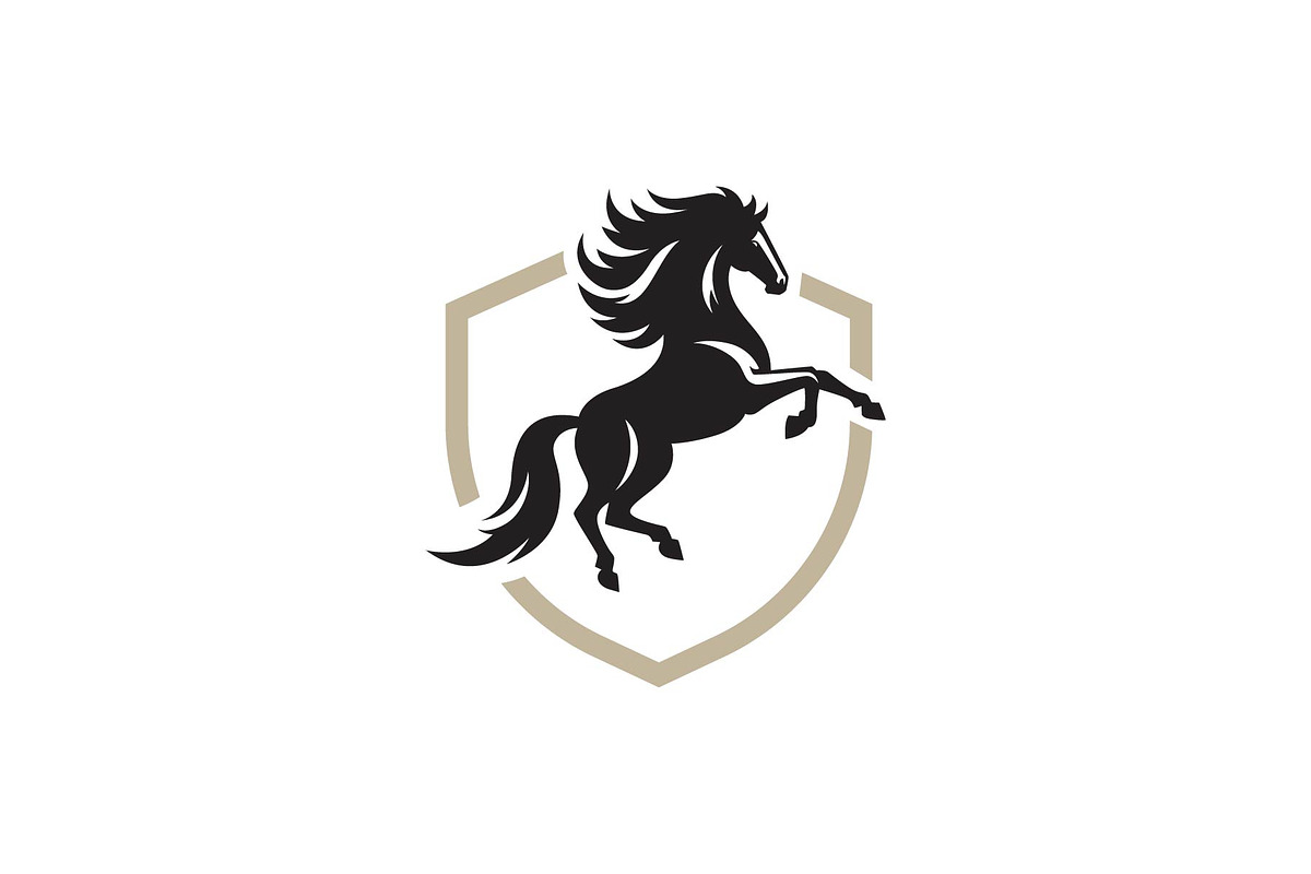 jumping horse with shield logo, a Branding & Logo Template by funpixel