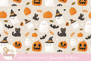Cute Halloween Seamless Pattern