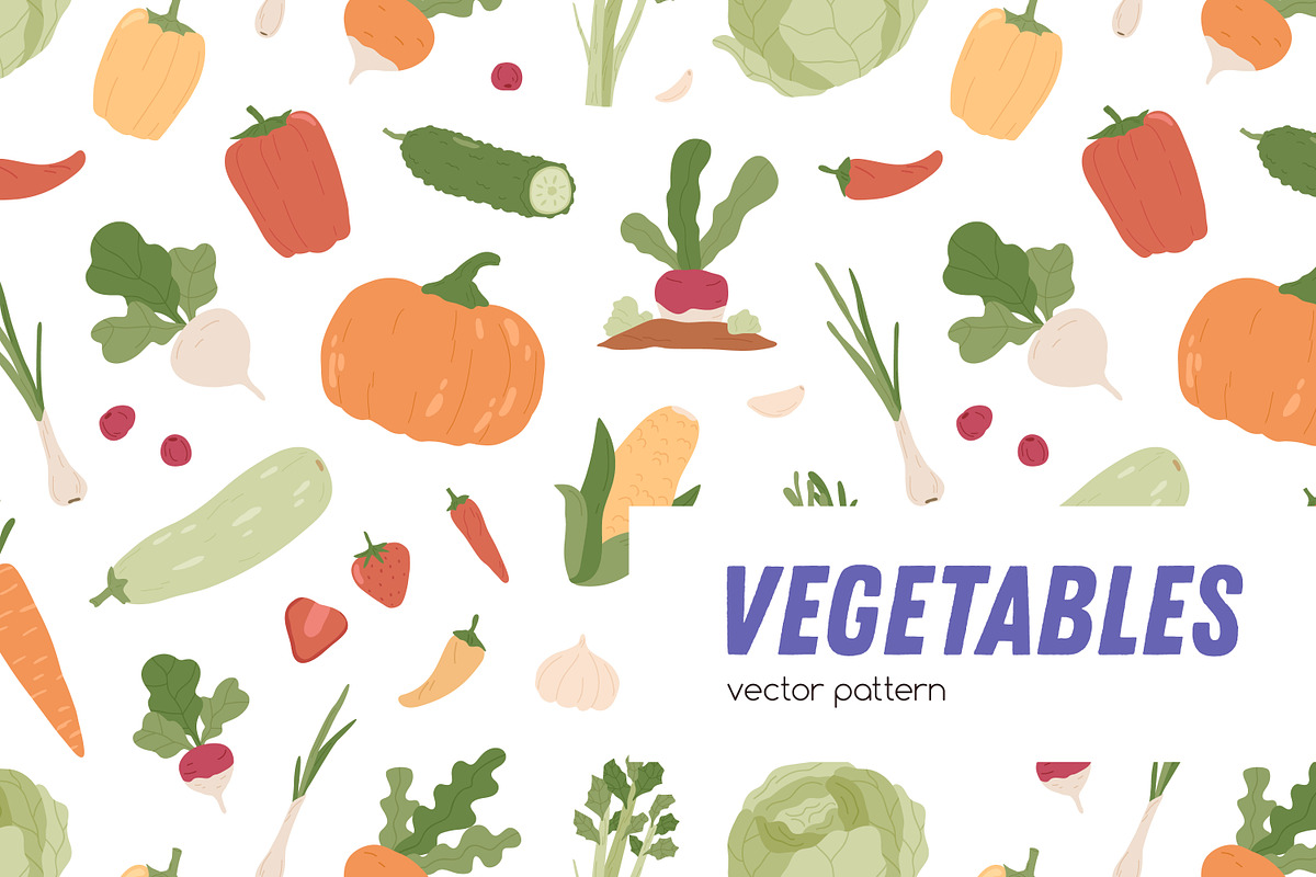 Fresh vegetables seamless pattern, a Pattern Graphic by Good Studio (Photo 1 of 5)