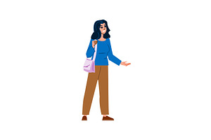 Smiling woman gesturing and holding, a Person Illustration by pikepicture