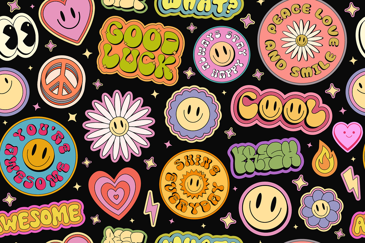 GROOVY STICKERS PACK VECTOR DESIGN, an Object Graphic by craftlove (Photo 5 of 5)