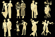 Gold Foil Gatsby Couples Clip Art, a Person Illustration by FrankiesDaughtersDesign (Thumbnail 2 of 4)