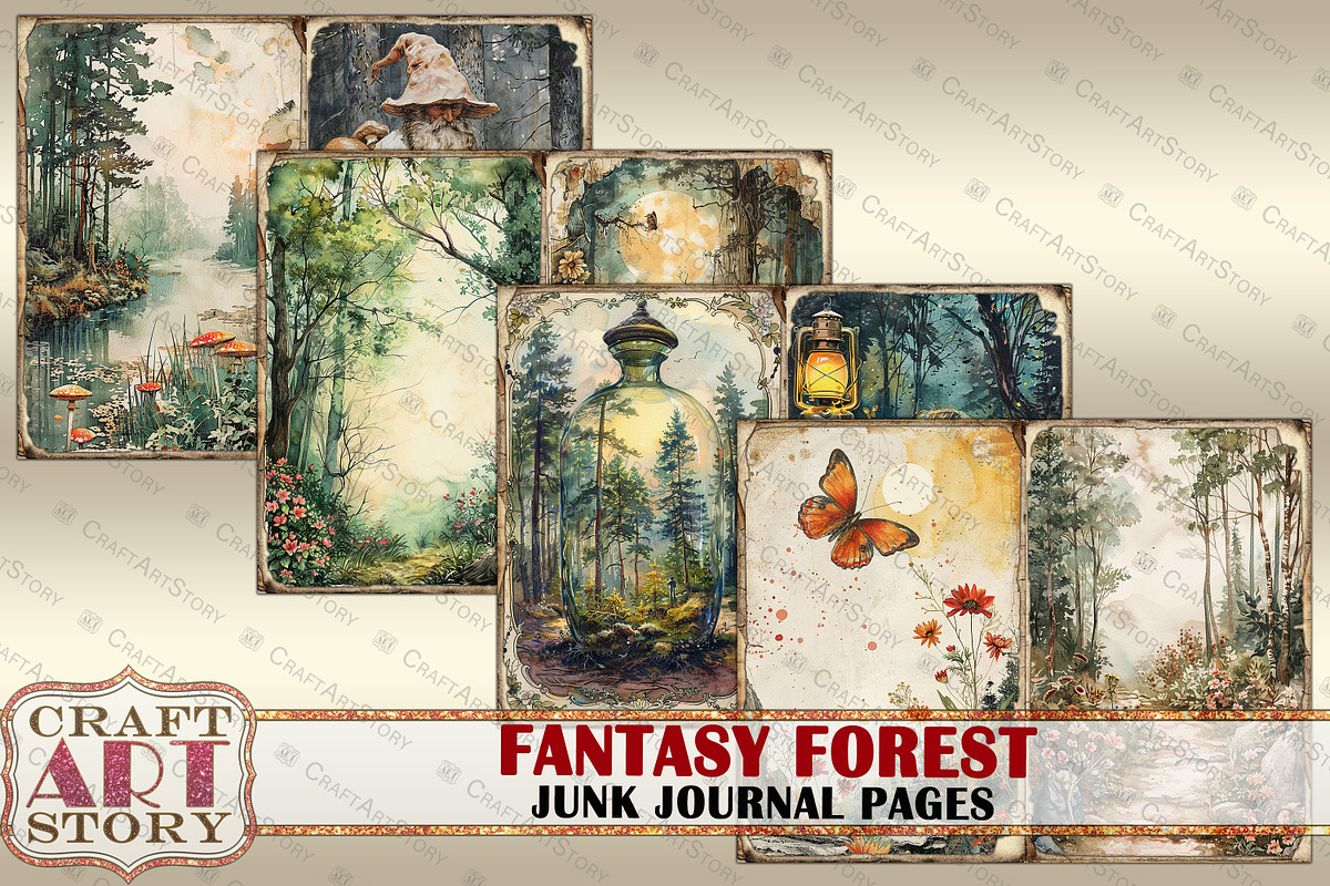 Fantasy Forest Junk Journal Pages, an Object Illustration by CraftArtStory (Photo 3 of 5)