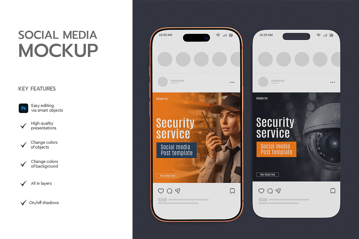 Social Media Post Mockup with Phone, an iPhone Mockup by graphypix (Photo 2 of 4)