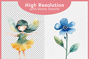 Cute Fairy Party Watercolor Clipart, a Decorative Illustration by Digital Dreamscaping (Thumbnail 4 of 4)