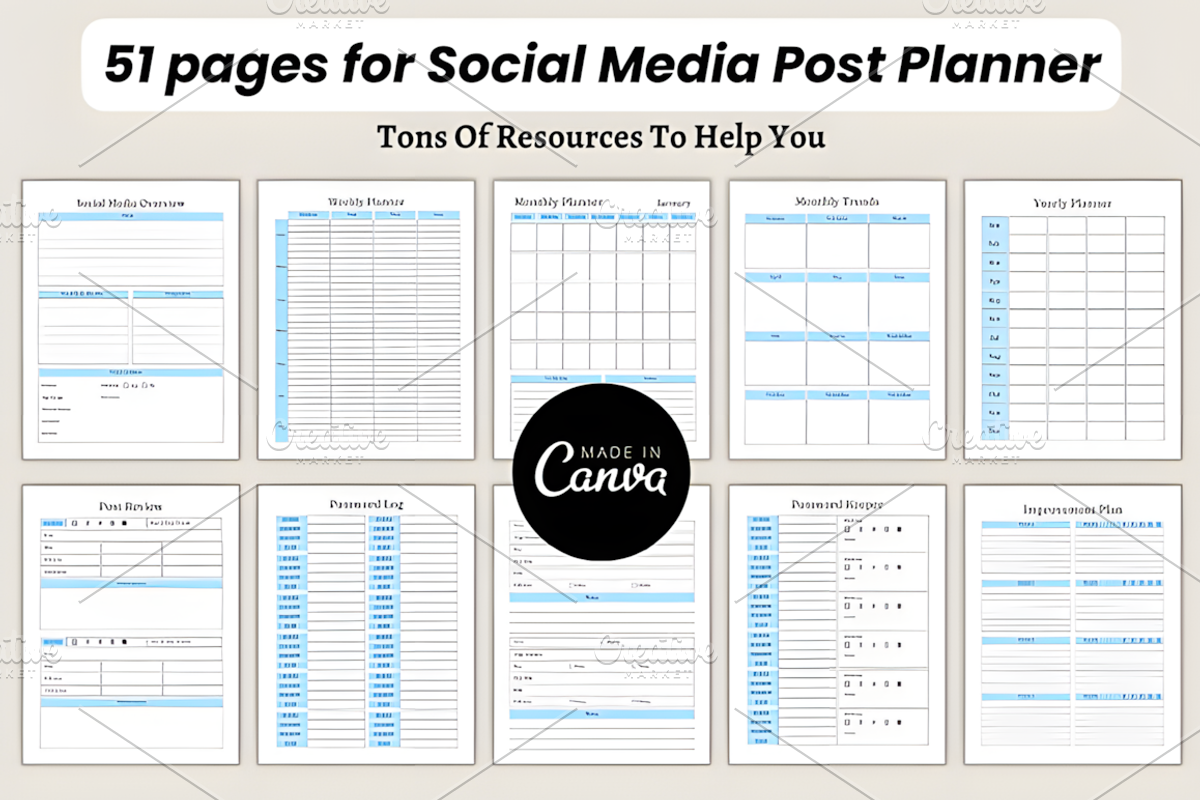 Social Media Post Planner Canva Temp, a Social Media Template by Design Station (Photo 5 of 9)
