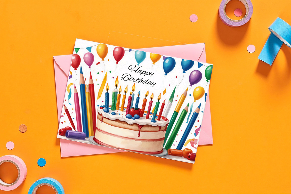 Printable Birthday Greeting Card,7x5, a Card Template by Print Haven (Photo 1 of 5)