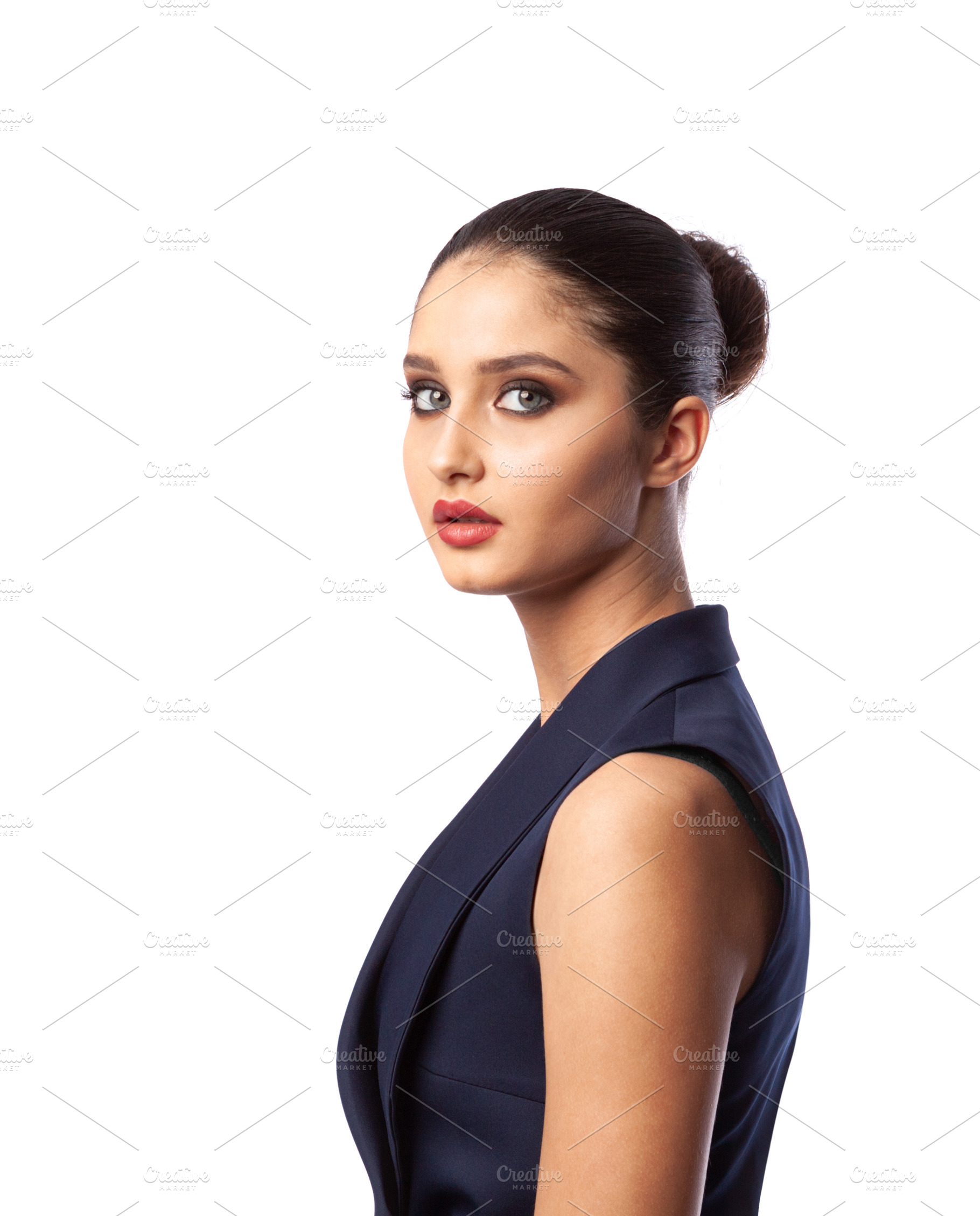 Beautiful young caucasian woman stock photo containing eyes and portrait, a Beauty & Fashion Photo by sport&beauty stock photo
