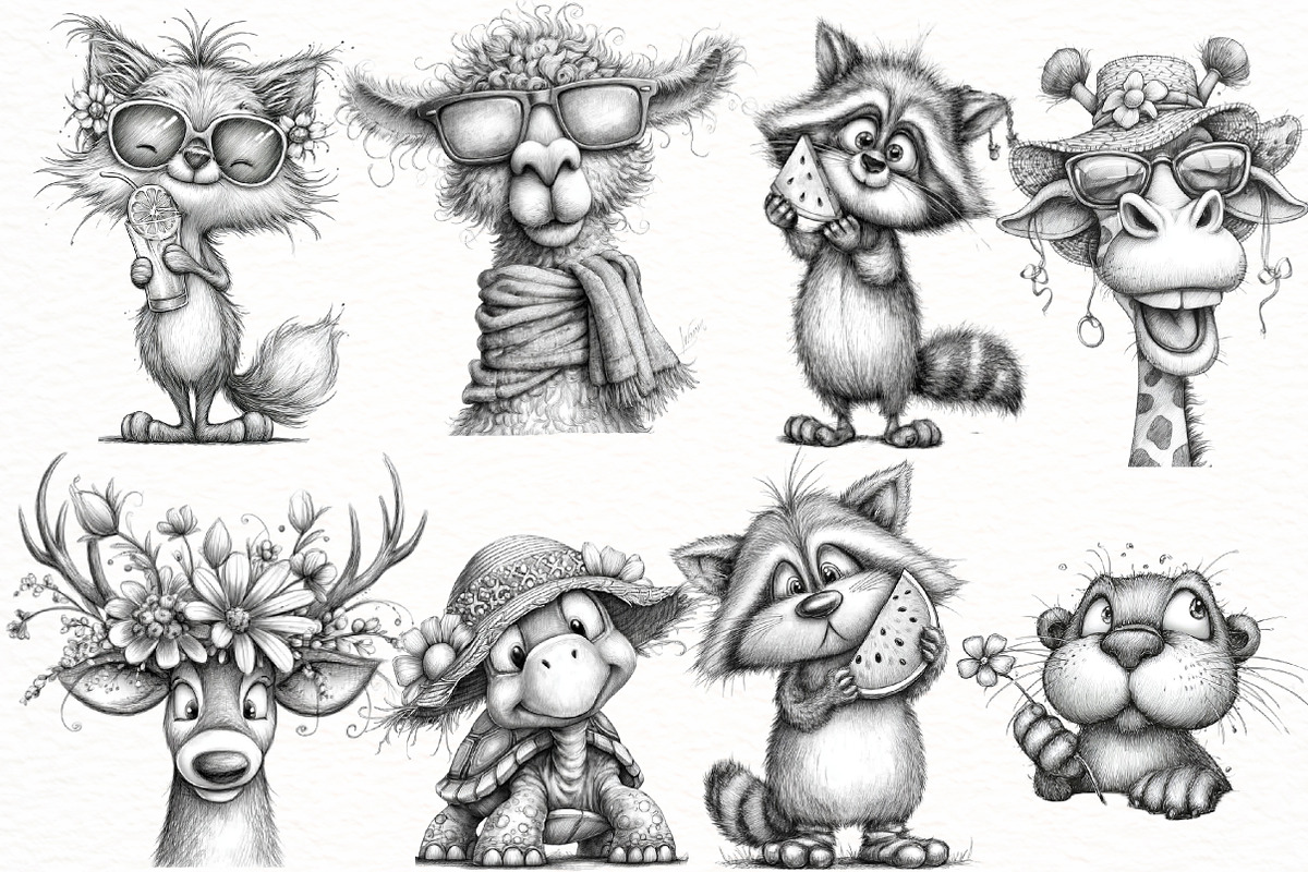 Whimsical summer Animals clipart, an Illustration by Designworld (Photo 4 of 8)