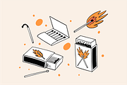 Matches & Fire Illustrations, an Object Illustration by Oktyabr (Thumbnail 3 of 6)