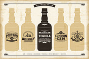 Vintage Alcohol Labels Collection, a Food Illustration by Retro Graphics (Thumbnail 1 of 2)