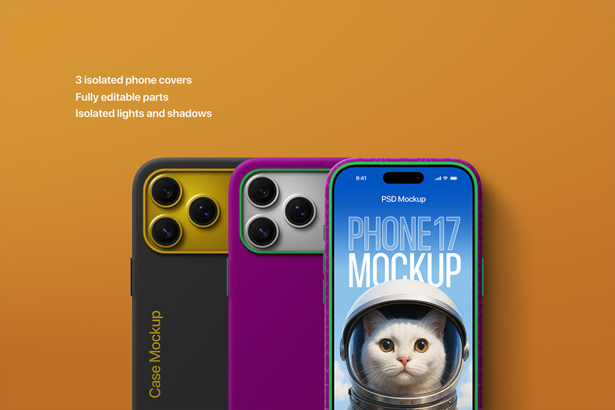 iPhone 17 Pro Case Mockup, 3 Objects, a Mockup by Avelina Studio (Photo 2 of 3)