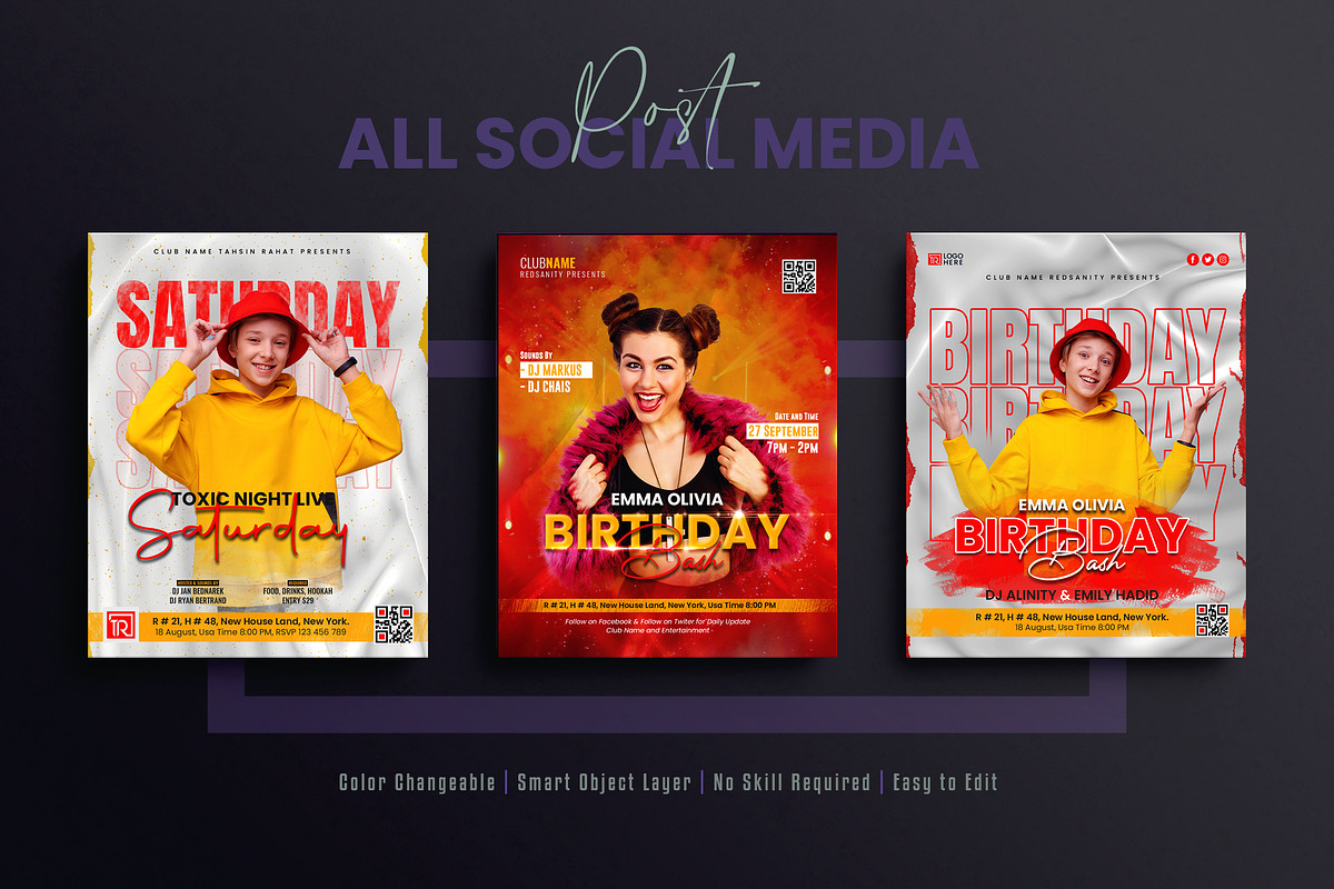 Birthday Social Media Post Bundle, a Social Media Template by Creative_View (Photo 6 of 8)