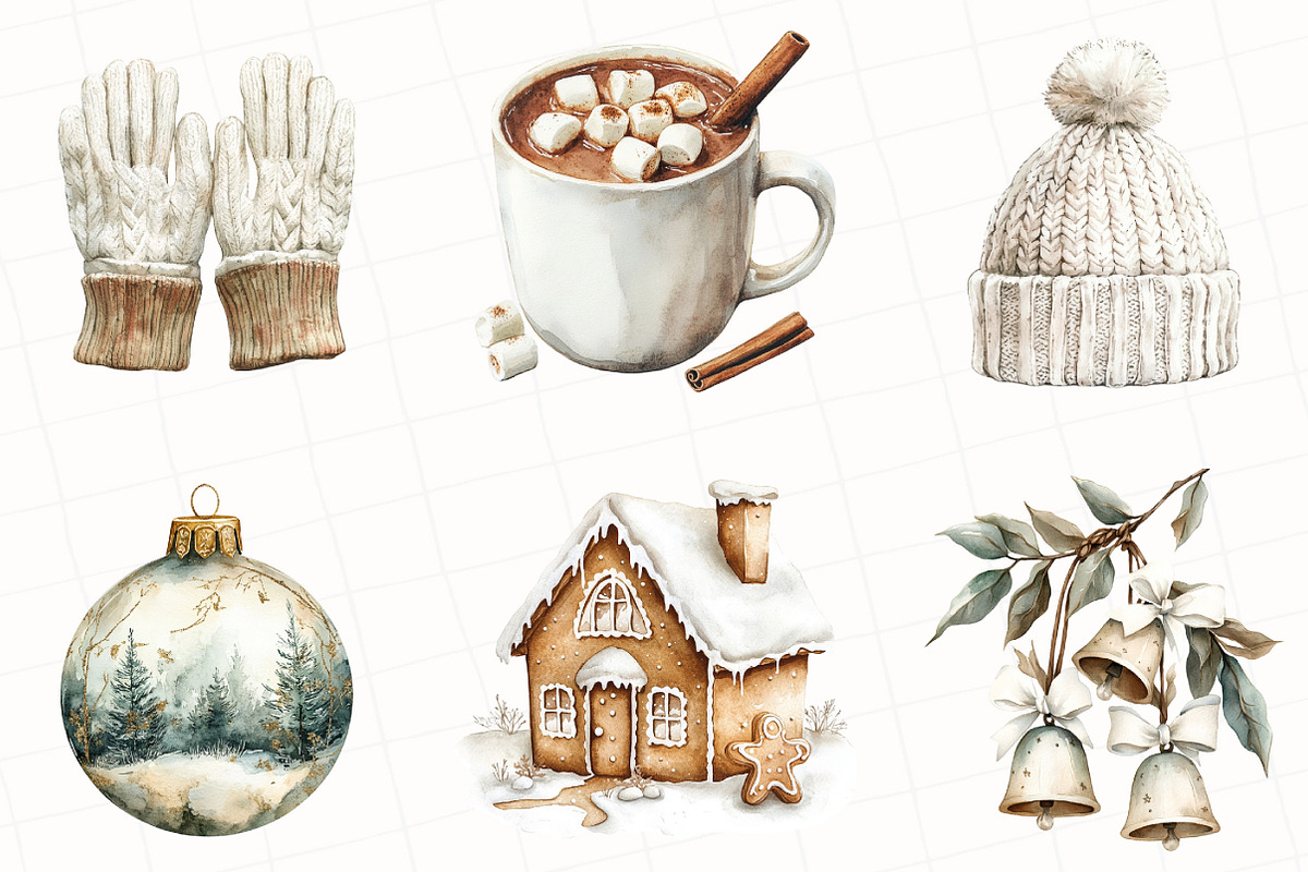 Watercolor Rustic Christmas Clipart, an Illustration by OK Design (Photo 4 of 5)