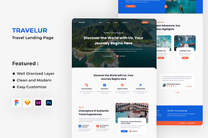 TRAVELUR - Travel Landing Page, an UI Kit Template by ENATIVE
