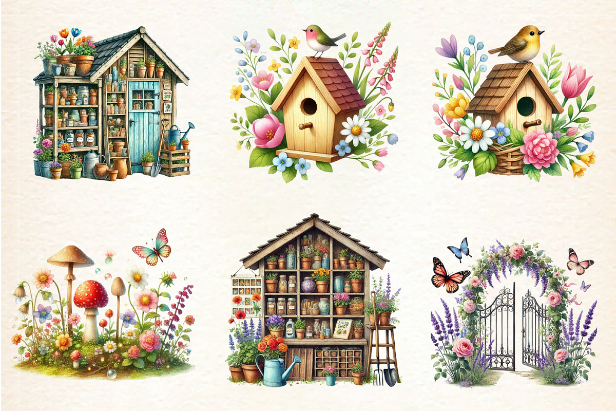 Watercolor Spring Garden Clipart, a Seasonal Illustration by DreamArtGraphic (Photo 3 of 4)
