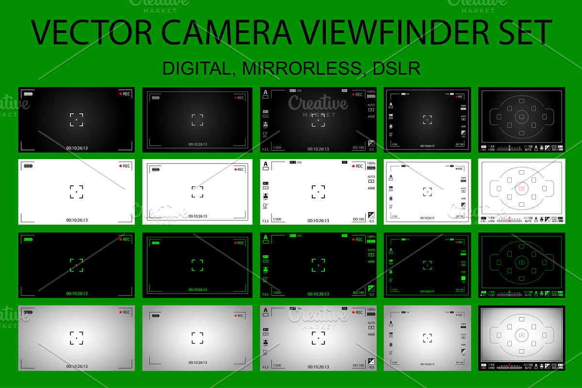 Modern camera focusing screens, an Illustration by PhotoVector
