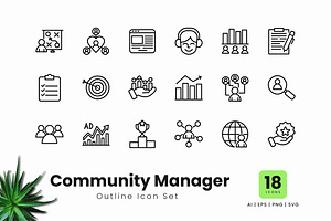 Community Manager Outline Icons, an Outline Icon by Zeer Graphic