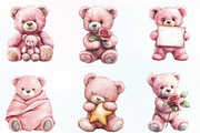 Pink Cute Blush Teddy Bear Clipart, an Illustration by CraftArtStudio (Thumbnail 3 of 6)