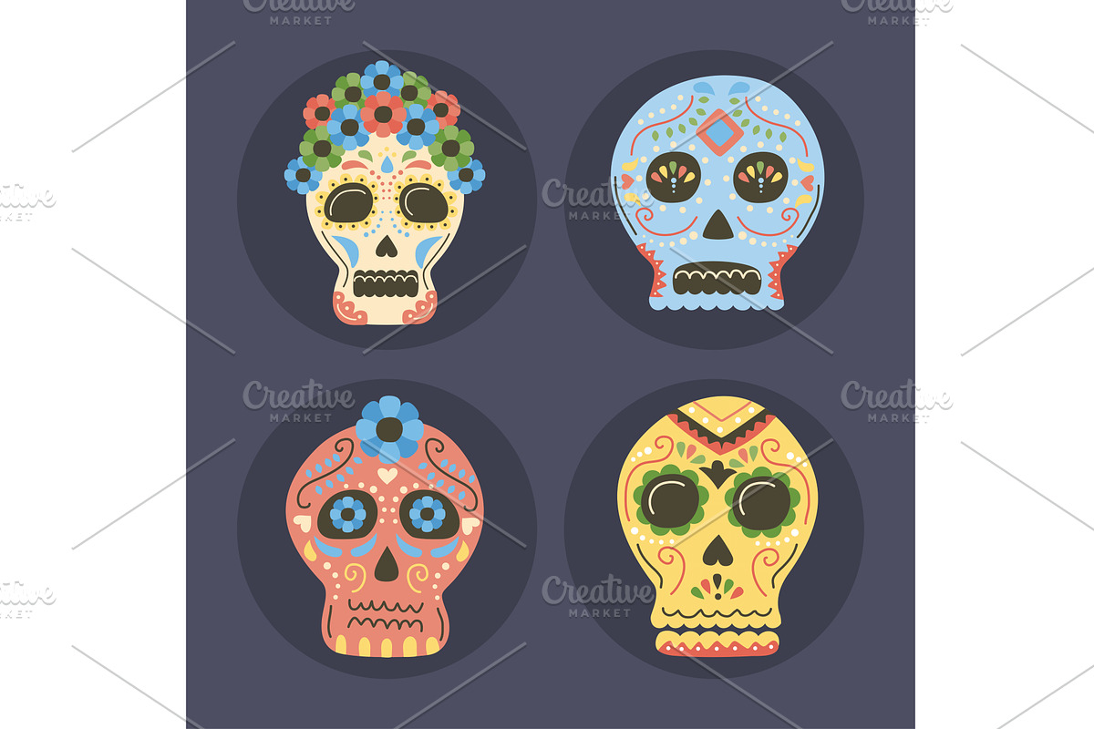 day of dead skulls, an Illustration by studiogstock