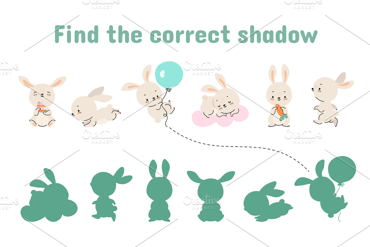 Children game with cartoon bunnies, an Animal Illustration by Valerie Bodnar