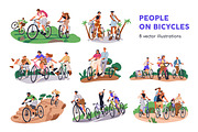 Happy people cycling on bicycles set, a Transportation Illustration by Good Studio (Thumbnail 1 of 11)