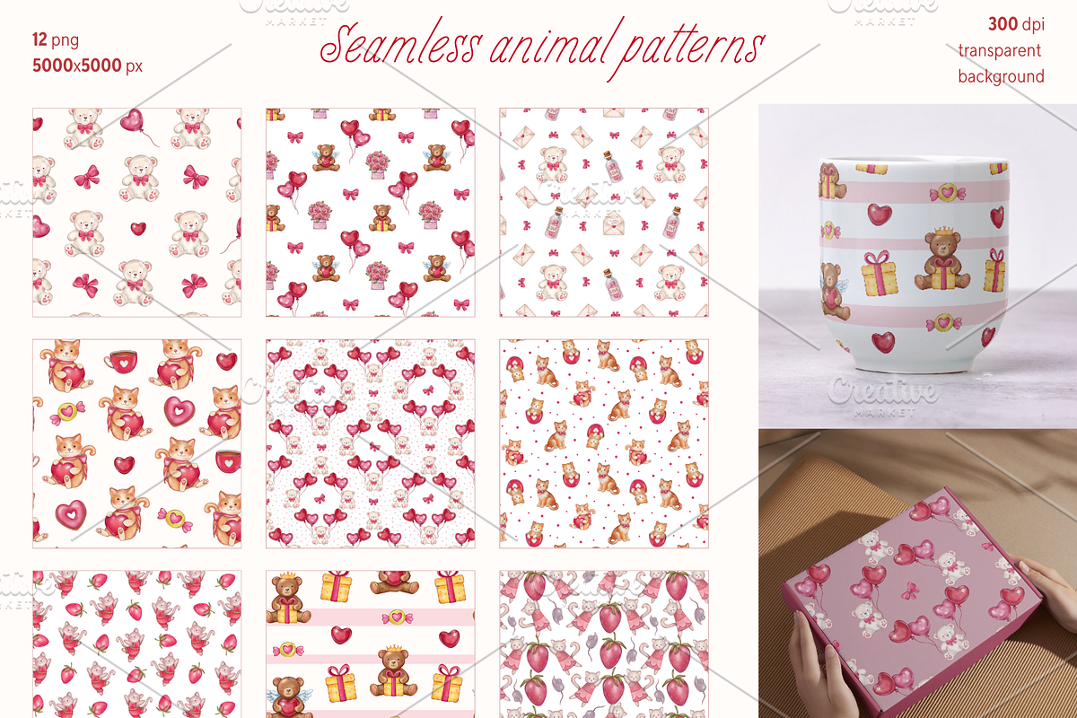 Cute kitties and teddy bears clipart, an Animal Illustration by Peviotadesign (Photo 3 of 11)
