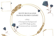 Dusty Blue & Gold Frames Clipart, an Object Graphic by Nadia Semyroz (Thumbnail 1 of 6)