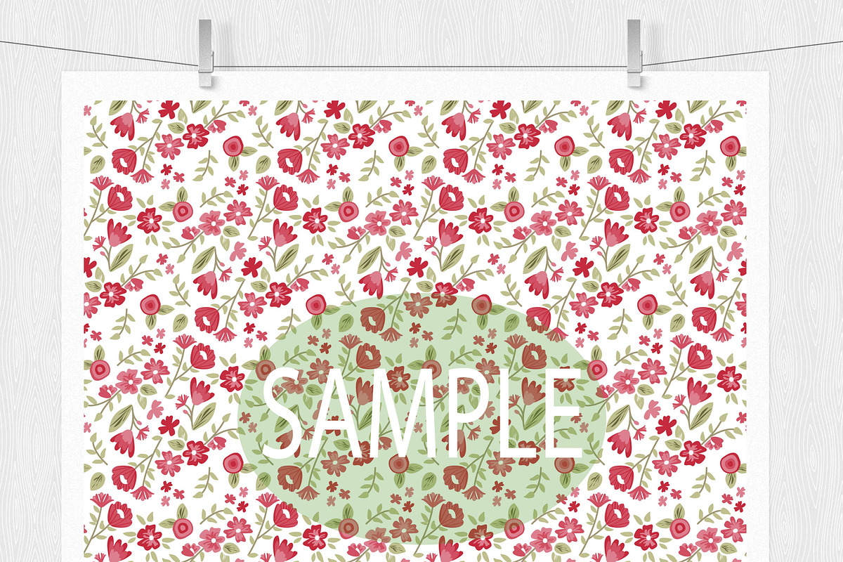 Digital Paper - Flower Patterns, a Pattern Graphic by Leska's Digitals (Photo 2 of 6)