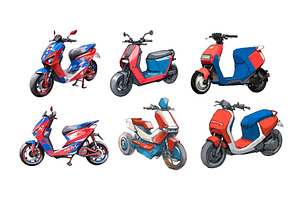 Electric city scooter models color, a Transportation Illustration by Onyx