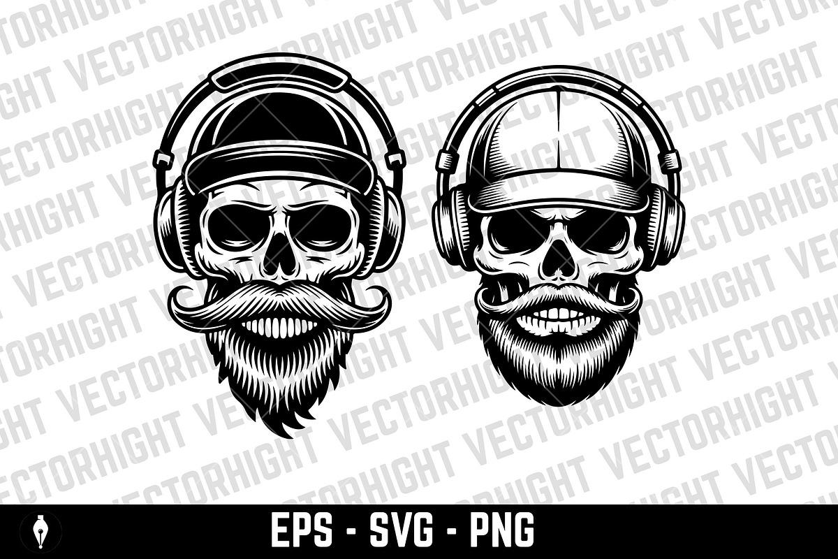 illustration of a bearded skull, a Person Illustration by Vectorhight (Photo 2 of 3)