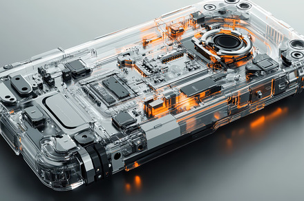 Transparent phone revealing its inte, a Background Photo by Pixeness