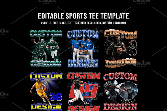 Sports Tee Template Editable PSD preview 8