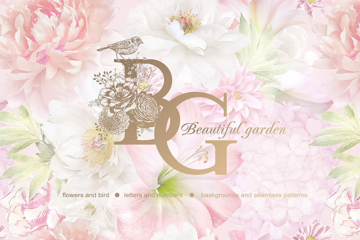Floral letters and number., a Decorative Illustration by MarinaVorontsova (Photo 1 of 12)