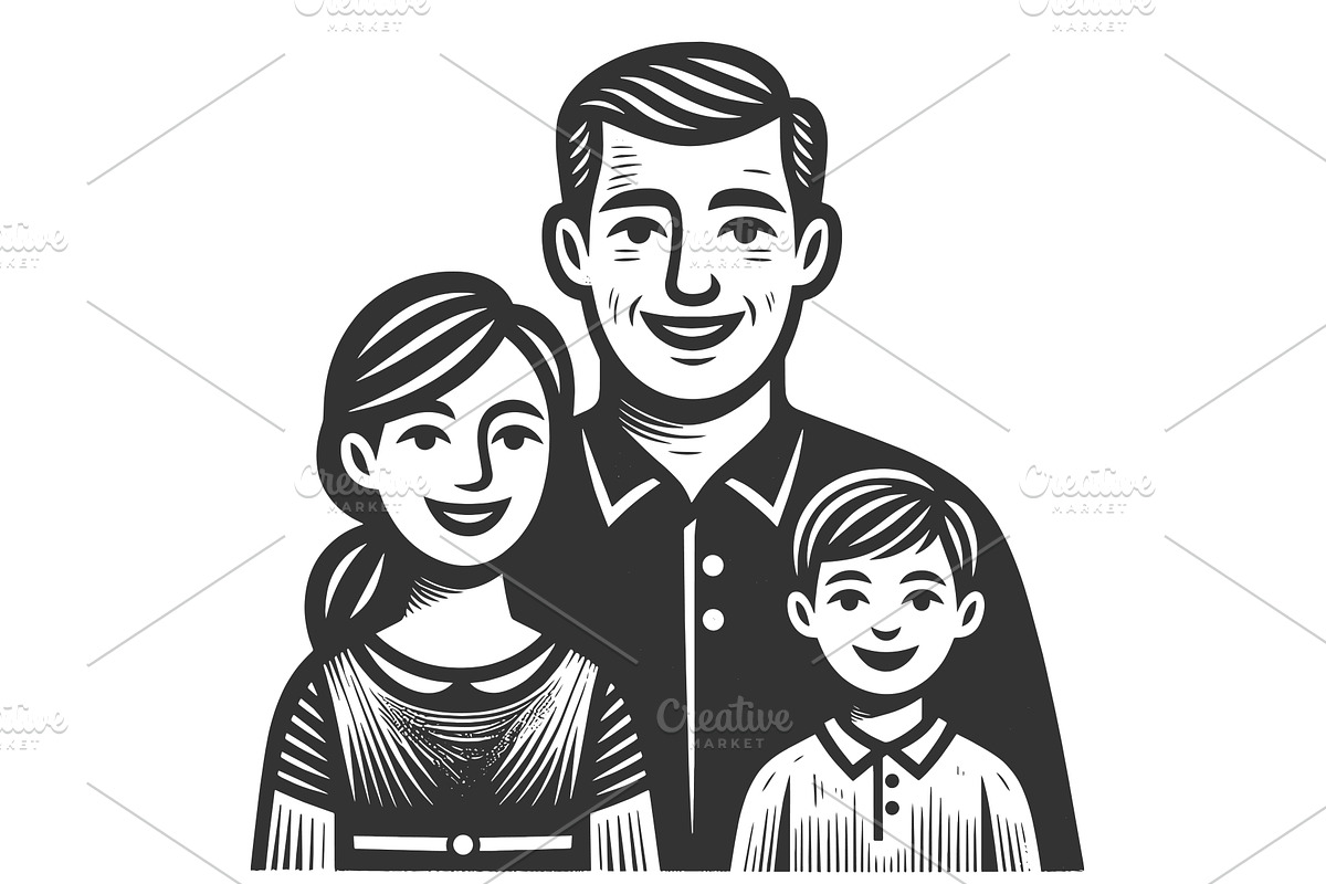 Happy Family Portrait Father Mother, a Person Illustration by AlexArt