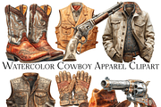 Watercolor Cowboy Apparel Clipart, an Object Graphic by ArtisticTimberStudio (Thumbnail 2 of 2)
