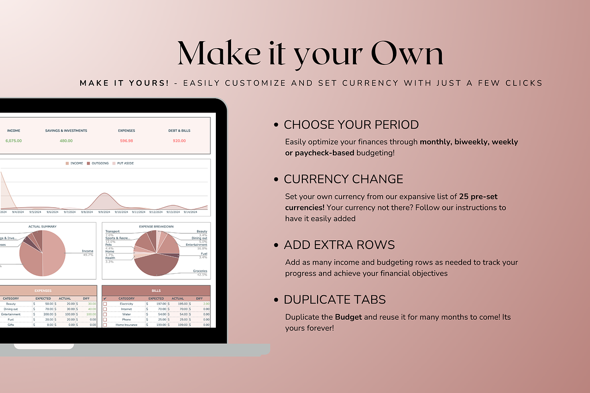 Simple Paycheck Budget - Neutral, a Templates & Theme by The Creative Plans co (Photo 6 of 10)