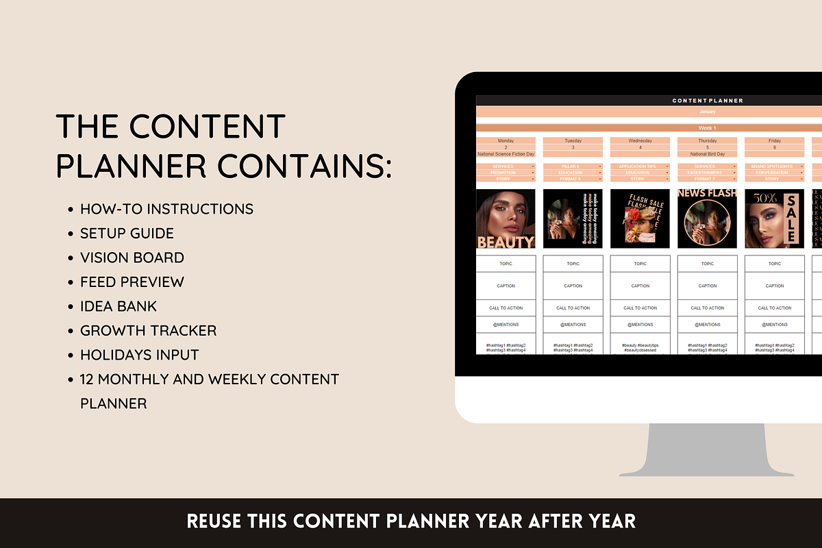 Google Sheets Content Planner, a Marketing Template by SunshineStudioBoutique (Photo 2 of 9)