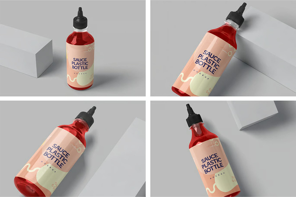 Sriracha Plastic Bottle Mockups, a Product Mockup by megostudi0 (Photo 1 of 6)