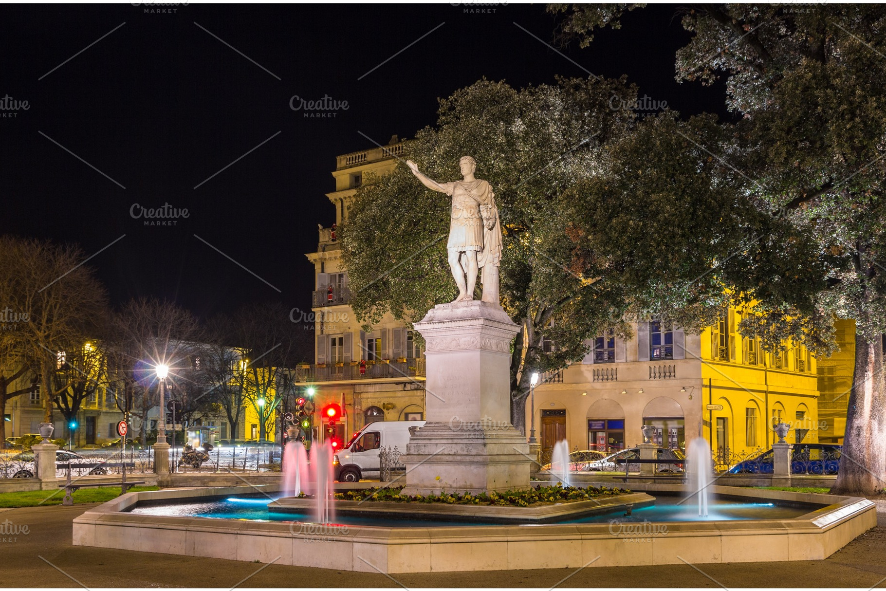 Statue of Antonin, a Roman emperor, in Nimes, France, an Architecture Photo by Leonid Andronov