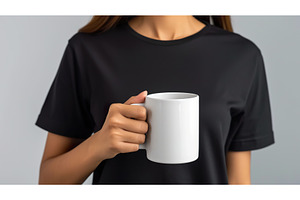 Woman Holding a White Coffee Mug, a Person Photo by Lermont51