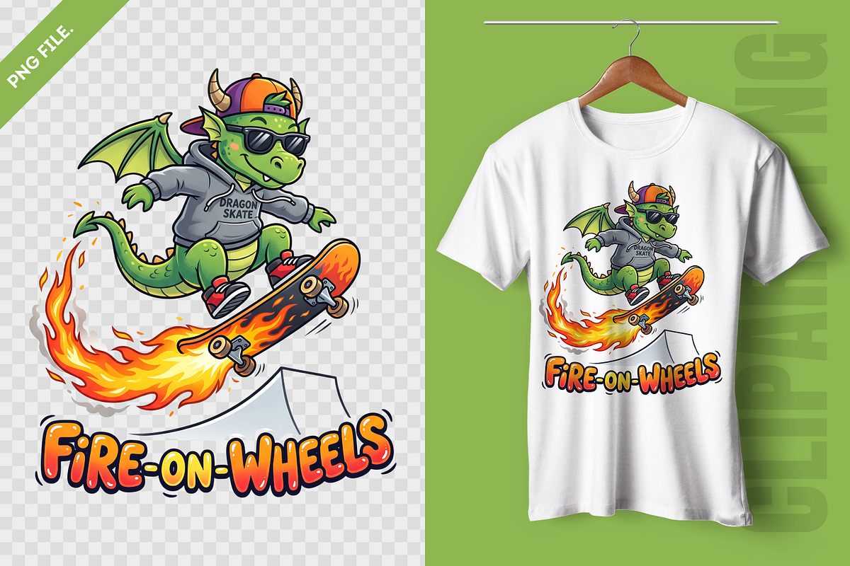 Cool Dragon Skater Character Clipart, an Animal Illustration by zahidhossainalif (Photo 3 of 3)