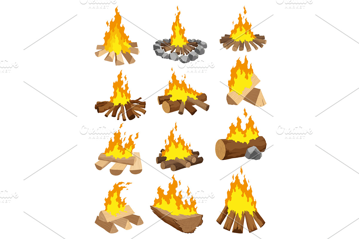 Fireplace campfire different, an Object Illustration by Things for designers