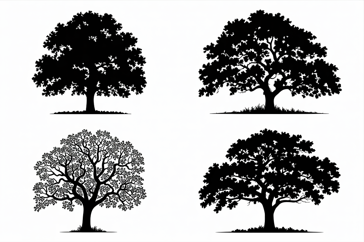 Four unique tree silhouettes, design, an Illustration by Amazin_art (Photo 4 of 11)